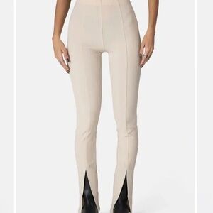Adika Cream High-Waisted Trousers split leg